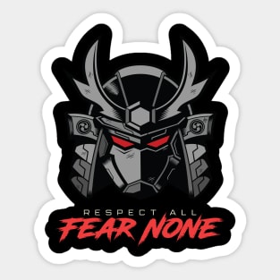 Respect All Fear None Samurai Robot Head Japan Warrior Unstoppable Sticker